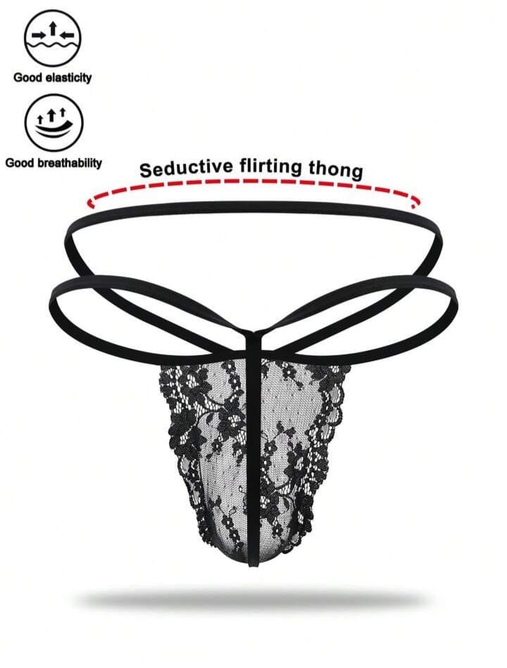Midnight Lace Cross-Strap Thong